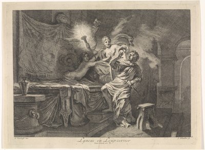 Ceres forhindrer drapet på Triptolemus Lyncus og Loup-cervier (tittel på objekt) Bibelske, mytologiske og allegoriske representasjoner (serietittel) av Johannes Glauber