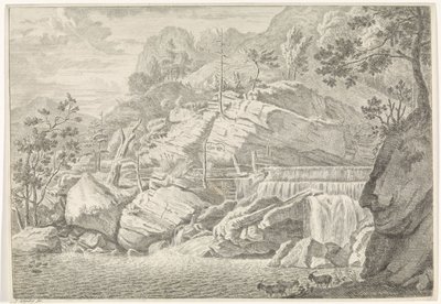Utsikt over den store fossen Chartreuse Landskap i Chartreuzer-fjellene (serietittel) av Johannes Glauber