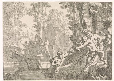 Silenus trekkes opp av vannet Mytologiske og allegoriske representasjoner (serietittel) av Johannes Glauber