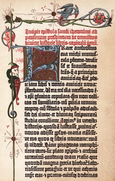 Side fra Gutenbergs bibel, c1455 av Johannes Gutenberg
