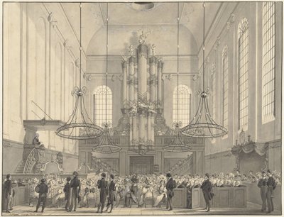 Prof. dr. van der Palm forkynte i den lutherske kirken i Haag for kongefamilien, 1828 av Johannes Hari (I)
