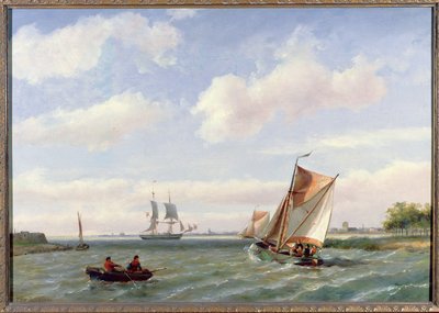 Fiskebåt i en elvemunning av Johannes Hermann Barend Koekkoek