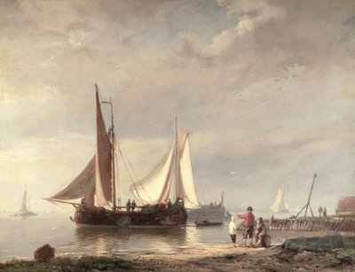 Havnescene (olje) av Johannes Hermann Barend Koekkoek
