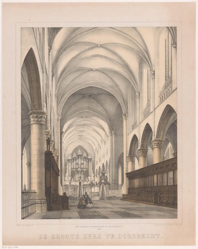 Interiør i Grote Kerk i Dordrecht Den store kirken i Dordrecht (tittel på objekt) av Johannes Hermanus van der Heijden