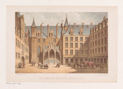 Gårdsplassen til palasset på Koudenberg Court of Brabant, i Brussel (tittel på objekt) av Johannes Hilverdink