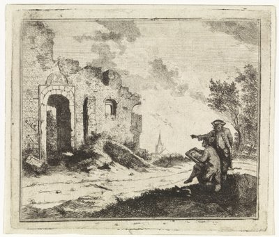 Tegner ved en ruin av Johannes Huibert Prins