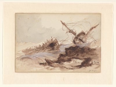 Skipsvrak av Johannes Huygens (signed by artist)