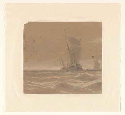 Seilende fiskefartøy av Johannes Huygens (signed by artist)