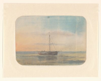 Seilbåt av Johannes Huygens (signed by artist)