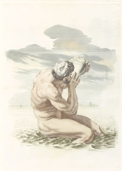 Triton blåser skallet sitt av Johannes Jacobsz van den Aveele (attributed to)