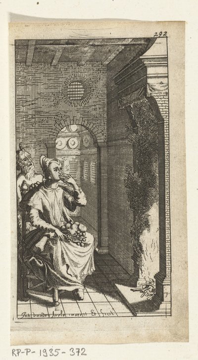 Den fine djevelen Bokillustrasjon for Simon de Vries, Seven Duyvelen som styrer og tjener Hedendaeghsche Dienstmaegden, Amsterdam, 1682 av Johannes Jacobsz van den Aveele