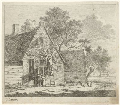 Gård med tun oktober De tolv månedene (serietittel) De fargede tegningene til 12 måneder (...) (serietittel) av Johannes Janson