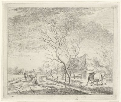 Landskap med gård og åker mars De tolv månedene (serietittel) De fargede tegningene til 12 måneder (...) (serietittel) av Johannes Janson