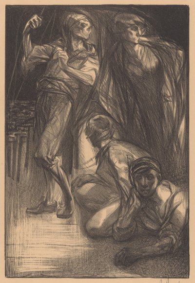 Død med to menn og en kvinne av Johannes Josephus Aarts (signed by artist)