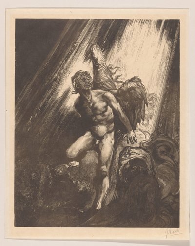 Fallen engel lener seg mot en stein av Johannes Josephus Aarts (signed by artist)