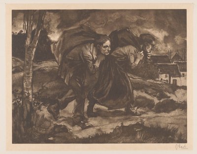 Mann og kvinne med bag på ryggen av Johannes Josephus Aarts (signed by artist)