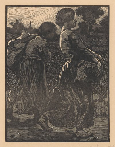 To gårdsarbeidere av Johannes Josephus Aarts (signed by artist)