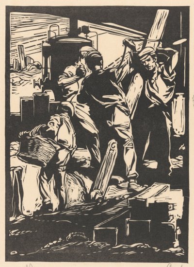 Fire dikearbeidere av Johannes Josephus Aarts (signed by artist)