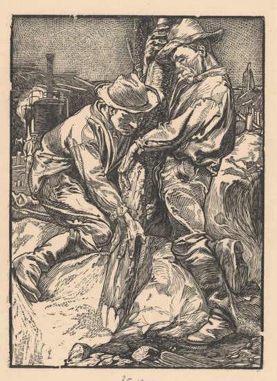 Bygningsarbeidere opptatt med påling av Johannes Josephus Aarts