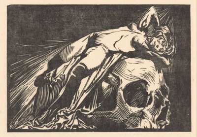 Kvinne liggende på skallen av Johannes Josephus Aarts