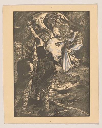 Macbeth og Banquo møter de tre heksene av Johannes Josephus Aarts