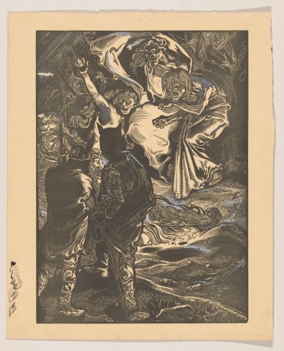 Macbeth og Banquo møter de tre heksene av Johannes Josephus Aarts