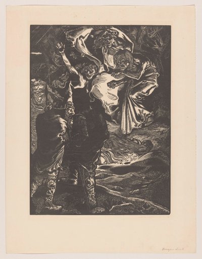 Macbeth og Banquo møter de tre heksene av Johannes Josephus Aarts