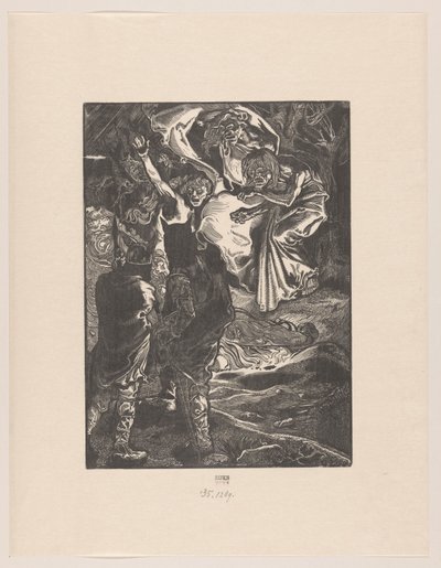Macbeth og Banquo møter de tre heksene av Johannes Josephus Aarts