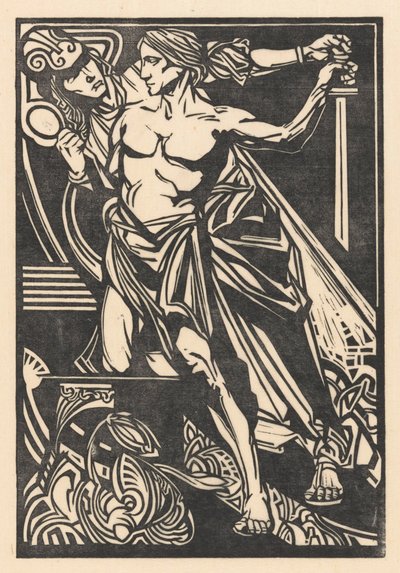 Mann og kvinne med sverd og speil av Johannes Josephus Aarts