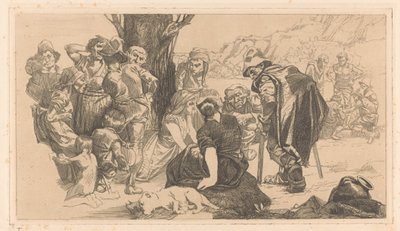 Menn, kvinner og barn ved et tre av Johannes Josephus Aarts