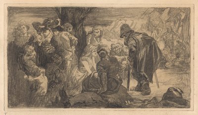 Menn, kvinner og barn ved et tre av Johannes Josephus Aarts