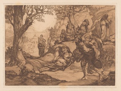 Menn, kvinner og barn i et kupert landskap av Johannes Josephus Aarts