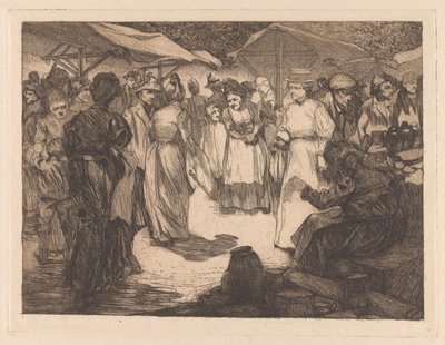 Markedsscene med menn og kvinner av Johannes Josephus Aarts