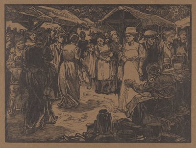 Markedsscene med menn og kvinner av Johannes Josephus Aarts