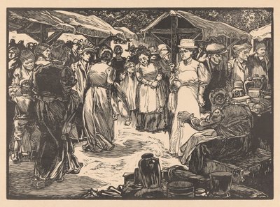 Markedsscene med menn og kvinner av Johannes Josephus Aarts