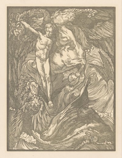 Perseus og sjømonsteret Perseus og dragen, trykk på nederlandsk papir av Johannes Josephus Aarts