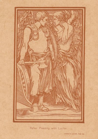 Raphael prøver å bringe Lucifer til fornuft Rafael bønnfaller Lucifer (tittel på objekt) av Johannes Josephus Aarts