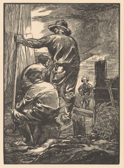 Fire arbeidere ved vannet av Johannes Josephus Aarts