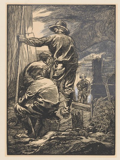 Fire arbeidere ved vannet av Johannes Josephus Aarts