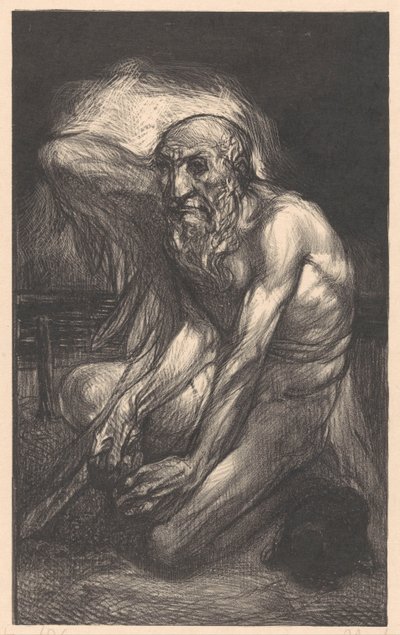 Sittende skjeggete mann med vinger av Johannes Josephus Aarts