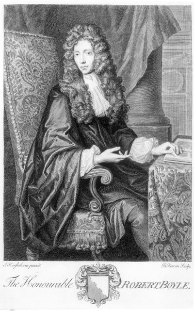 Den ærede Robert Boyle (1627-91) gravert av B. Baron av Johannes Kerseboom