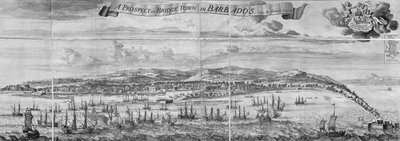 En utsikt over Bridge Town på Barbados av Johannes Kip