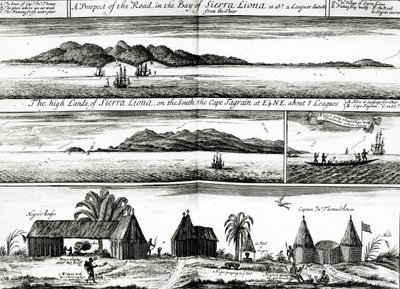 A Prospect of the Road in the Bay of Sierra Liona, en illustrasjon fra vol. 5 av Awnsham og John Churchills 
