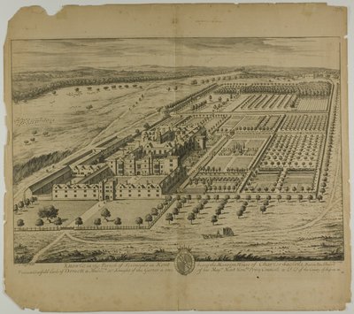 Knowle i Parish of Sevenoaks i Kent, plate 24 fra Britannia Illustrata av Johannes Kip