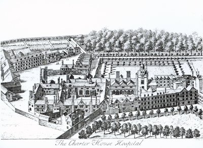 The Charterhouse Hospital, ca. 1720 av Johannes Kip