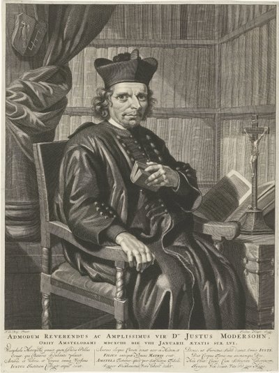 Portret van de pastor Justus Modersohn The Rightly Reverend and Greatest Man Mr. Justus Modersohn, døde i Amsterdam 8. januar 1893 i en alder av 15 år (tittel på objekt) av Johannes Klopper