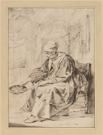 Pannekakekvinne, 1768. av Johannes Kornlein