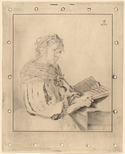 Ung jente ved tastaturet, 1767. av Johannes Kornlein