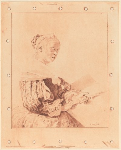 Ung jente ved tastaturet, 1767. av Johannes Kornlein