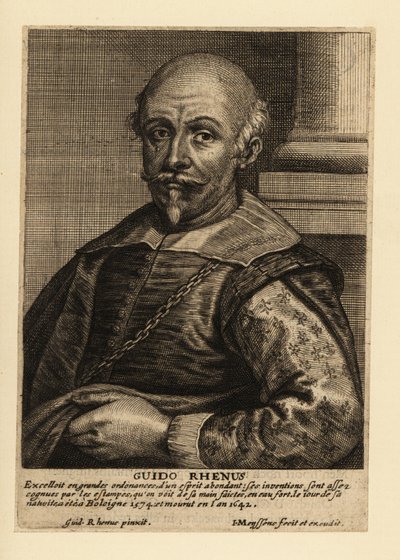 Portrett av Guido Reni, italiensk maler ved den bolognesiske skolen i barokkperioden av Johannes Meyssens